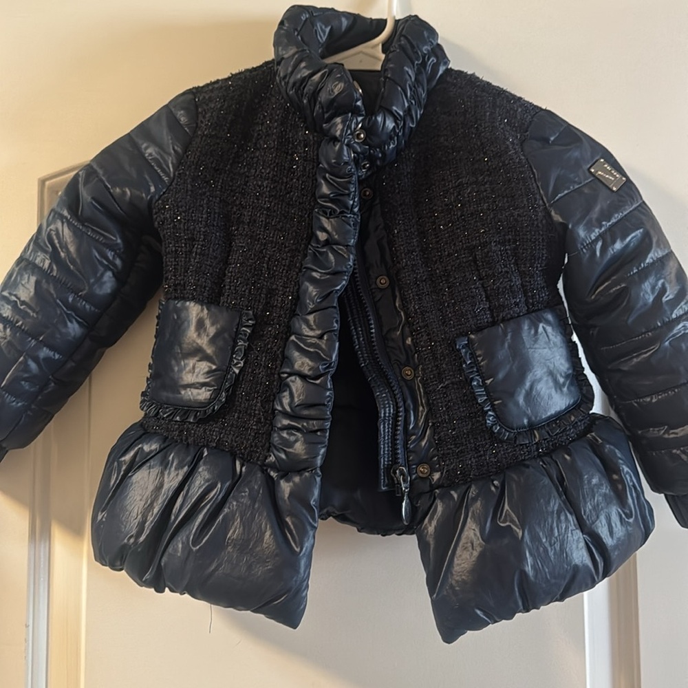 MonnaLisa tweed panel puffer jacket key size 3t